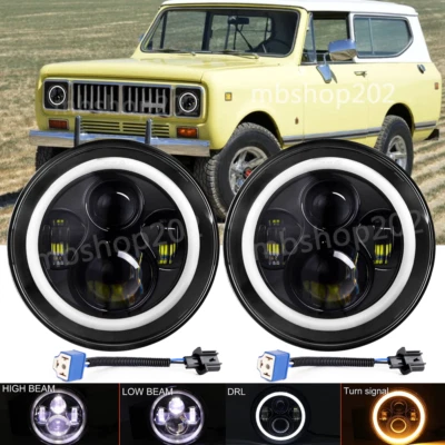 Par de faros LED redondos de 7" aptos para cosechadora internacional Scout II serie R Foto 1 de 4