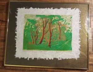 Limited Edition YANKEL GINZBURG Japanese Rice Paper Wood-cut - "WILD TREES" - Picture 1 of 10