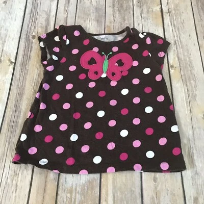 Jumping Beans Toddler Girl Brown Pink Polka Dot Shirt Butterfly 24 Months - Image 1 of 4