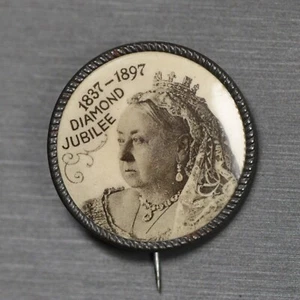 1897 Queen Victoria Diamond Jubilee Lapel Pin By City Button Works New York USA - Picture 1 of 4