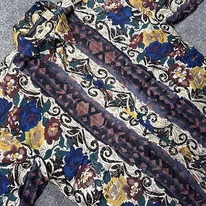 Camicia uomo vintage Birmania Bibas Rayon Artsy floreale manica corta con bottoni taglia M - Foto 1 di 6
