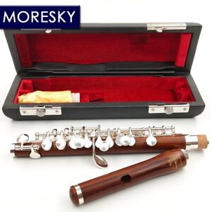 MORESKY red wood Piccolo C Key Cupronickel Flute Silver Plated keys red MPC-161