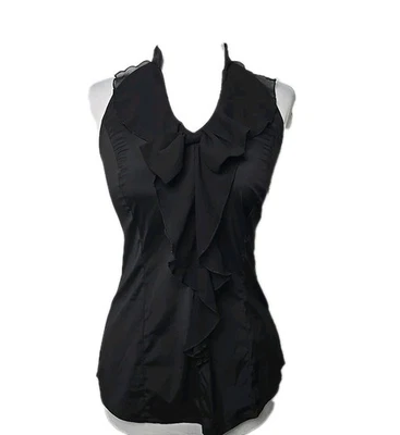 Top Express Elite Elastizado Negro Cremallera Lateral Corredor Espalda Volantes Lazo Sin Mangas XS Foto 1 de 4