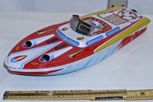 JUGUETE DE HOJALATA LANCHA RÁPIDA DE CARRERAS DE ST OF JAPAN - Imagen 1 de 4