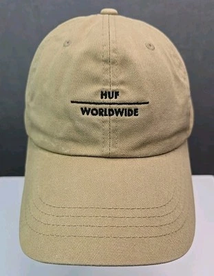 HUF Worldwide Sombrero Bordado Correa Caqui Papá Gorra Ajuste Relajado Foto 1 de 4