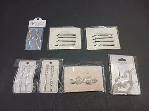 17 Piece Womens Barrette Hair Clip Lot Rhinestones Gold, Silver Black - Picture 1 of 7