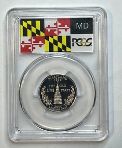 2000 S Maryland Proof Silver Quarter PCGS PR69DCAM Flag Label - Picture 1 of 4