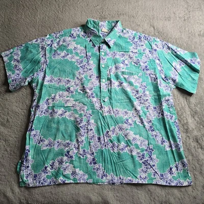 Vintage Barefoot In Paradise Hawaiian Shirt Mens 2XL Green Floral S/S USA - Image 1 of 4