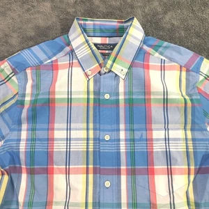 Nautica pastell kariert klassische Passform Herren M Hemd neu ohne Etikett Knopfleiste Bootfahren Yacht - Bild 1 von 9