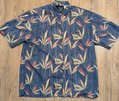 竹制 Cay 衬衫夏威夷衬衫 - 短袖纽扣棉 - 男式 M 码  — 第 1/4 张图片