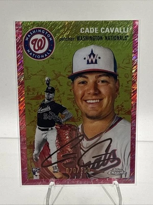 2023 Topps Chrome Platinum Cade Cavalli RC Cream/Fuchsia Lava Refractor /100 - Image 1 of 3
