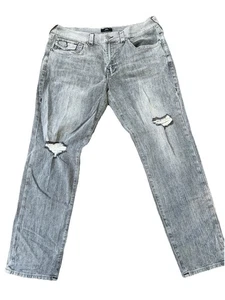 Jeans Uomo True Religion Geno Flaps Relaxed Slim Grigio Argento Lavaggio 38 32 - Foto 1 di 9