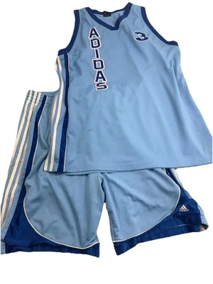 Conjunto de camiseta vintage Adidas para hombre XXL azul malla uniforme de baloncesto logotipo de 3 rayas Foto 1 de 4