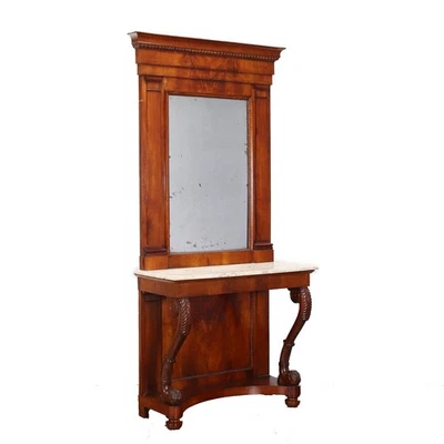 Antique Restoration Cherrywood Console Table with Mercury Mirror 19th Century - Image 1 of 4