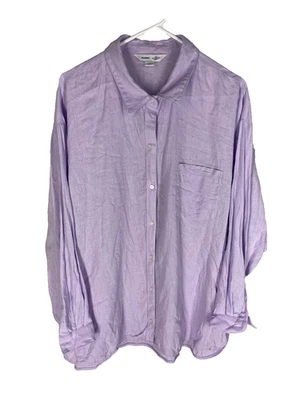 Camisa feminina Old Navy The Boyfriend XXL mistura de linho lavanda Lagenlook minimalista - Imagem 1 de 4