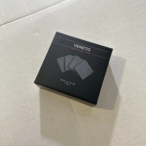 NEW Nic & Syd Veneto Slate Beverage Coasters Square Black Stone Drink 4” X 4” - Picture 1 of 3