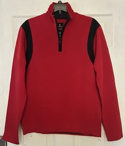 Victorinox Pullover 1/4 Zip Maglione Rosso Uomo Taglia Large Nero Nylon - Foto 1 di 9