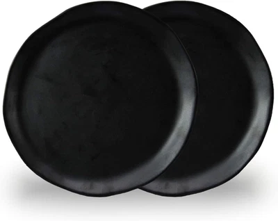 10.5-Inch Handmade Ceramic Stoneware Dinner Plates in Matte Black (Set of 2) – N - Image 1 of 4