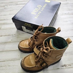 Polo Ralph Lauren Ranger Hi II Size 10 Toddler Beige Leather Boots - Picture 1 of 11