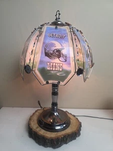 Detroit Lions NFL 3 Way Touch Lamp 23” Tall 6 Glass Panels 9” Packed With Care - Picture 1 of 7