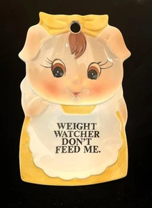 Vintage Keramik Löffel Rest Kitschig Schwein Gewicht Beobachter Füttere mich nicht - Bild 1 von 4