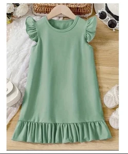 New Girls Crew Neck Ruffle Hem Dress. Size 3-4 Years - Picture 1 of 4