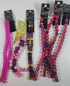 Lote Surtido de 6 Hebras de Cuentas Rosa Púrpura Multicolor Nuevas Artesanías Joyería - Imagen 1 de 9