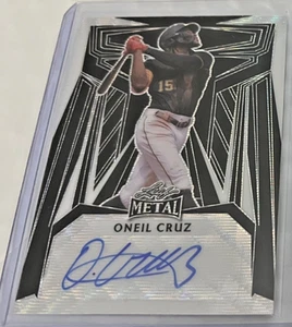 2023 Leaf Metal AUTOGRAPH ONEIL CRUZ BLACK WAVE PRIZM PIRATES 5/6 - Picture 1 of 2