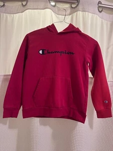 Kids Red Champion Hoodie Sweatshirt VGUC Size M (10-12) - Picture 1 of 3