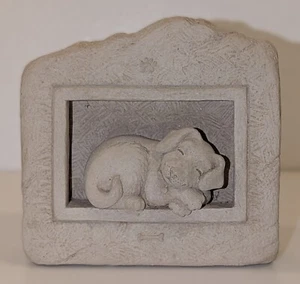 Sleeping Puppy Stone Plaque 2011 George Carruth Dog Lover Gift Memorial Pet Loss - Picture 1 of 7
