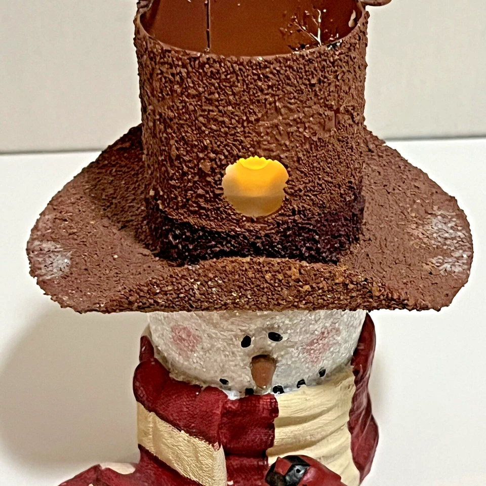Redwork Navidad Muñeco de Nieve Linterna Votivo Candelabro Caja Country Cardinal Foto 1 de 4