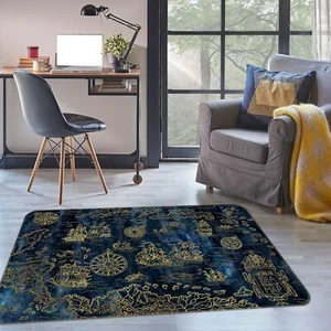 3D Blaues Segelboot 499RAH Welt Karte Spiel Rutschfest Matte Elegant Teppich Hon - Picture 1 of 5