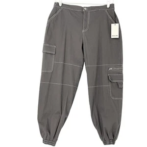 Rachael Paige Women's Grey Cargo Jogger Baggy Pants Sz XL Stretch High Rise NWT - Picture 1 of 12