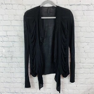 ISDA & Co Womens Black Cotton Blend Open Waterfall Cardigan Sweater- Size XS - Picture 1 of 5