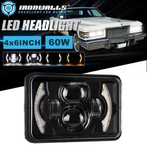 4X6" Square LED Headlight Hi-Lo DRL Turn Signal for Cadillac Fleetwood 1975-1986 - Picture 1 of 12