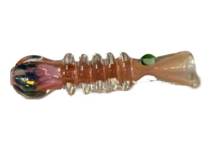 Gold Fume Banded Chillum w/ Marble | 3.5" - Picture 1 of 3