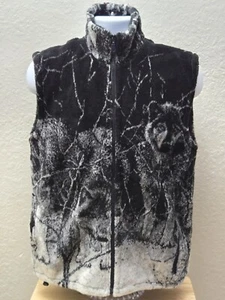 Vintage 90s Glacier Gear Outdoor Vest Wolf Malamute Alaska Husky - Picture 1 of 6