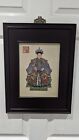 Antique Chinese Portrait Painting On Porcelain Tile Of Woman In Court Dragon...