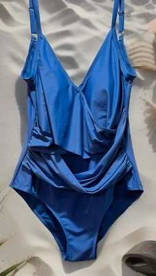 Traje de baño Nicole Miller de una pieza traje de baño cruzado azul real talla 2XL Foto 1 de 4