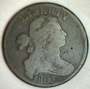 1803 Busto Drapeado Cobre Centavo Grande Tipo Penny Temprano Moneda S259 Variedad Muy Buena - Imagen 1 de 2