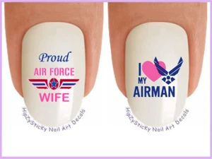 Nail Art 5612 MILITARY Air Force Wife Airman Waterslide Nail Decals Transfers - Picture 1 of 3