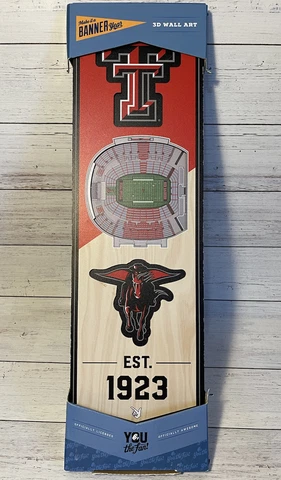 NCAA Texas Tech Red Raiders 3D Stadium Banner Wall Art Wood 6" x 19" NEW Cover