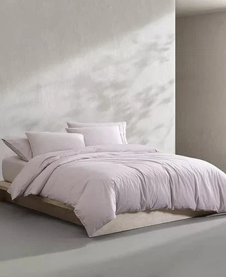 Calvin Klein水洗纹理纯色棉提花3件套被套套装,特大号 — 第 1/4 张图片