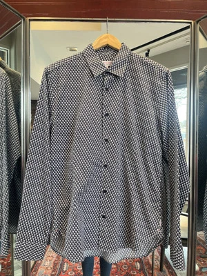 Camisa de hombre Orlebar marrón ajuste a medida con botones talla M Foto 1 de 4