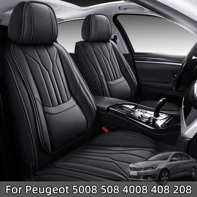 Capas de assento de carro de couro ecológico cobertura total 5 lugares para Peugeot 5008 508 4008 408 208 - Imagem 1 de 4