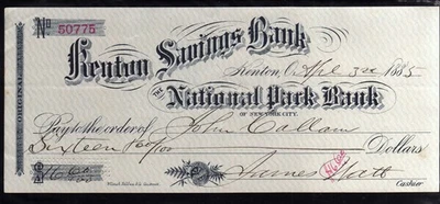 5E289 - 1885  KENTON SAVINGS BANK - KENTON, OHIO - Image 1 of 2