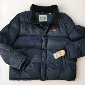Levi's XXL 2XL Navy Bubble Puffer Wintet Jacket Coat Corduroy Trim NWT - Picture 1 of 10