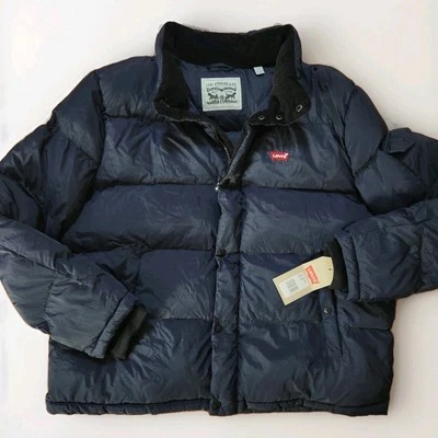 Chaqueta Abrigo Levi's XXL 2XL Azul Marino Burbuja Puffer Invierno Borde Pana Nuevo con Etiquetas Foto 1 de 4