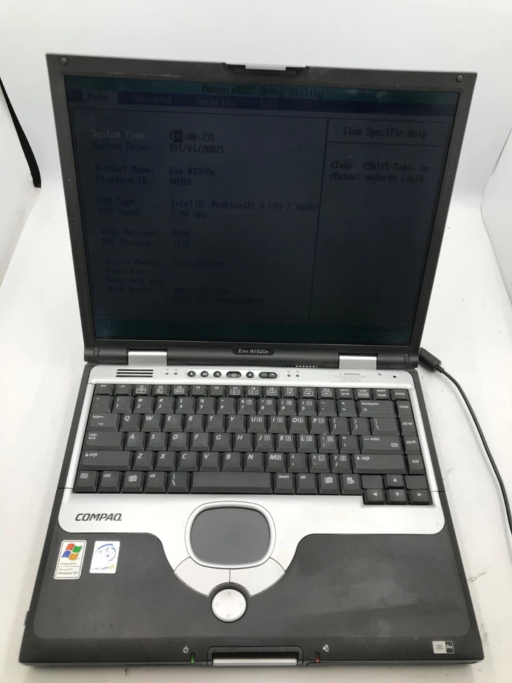 Compaq EVO N1020V 14" Laptop Intel Pentium 4 512 Mb RAM- DIM BACKLIGHT - MZ - Image 1 of 4