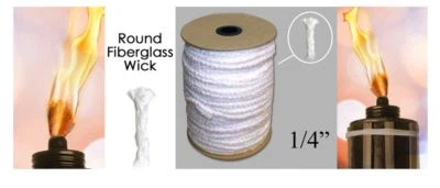 1/4" Round Fiberglass Wick Sold By The Foot Tiki Torch Oil Lamp Lantern Kerosene - Image 1 of 4